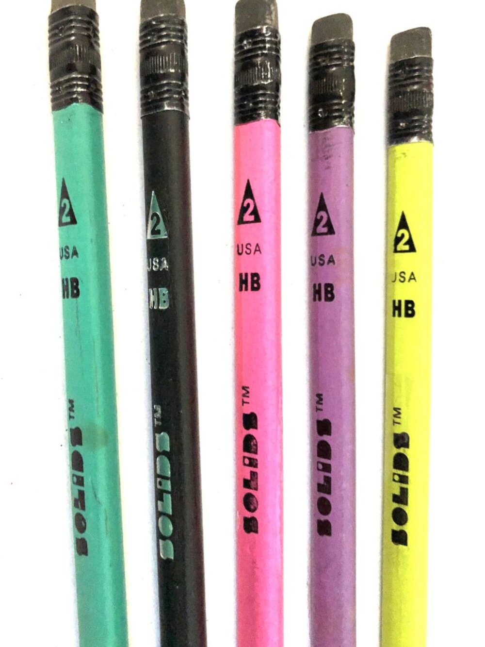 5 X Collectable 90s Vintage "SOLIDS" Triangular Unsharpened 2 HB Pencil USA - Picture 4 of 5